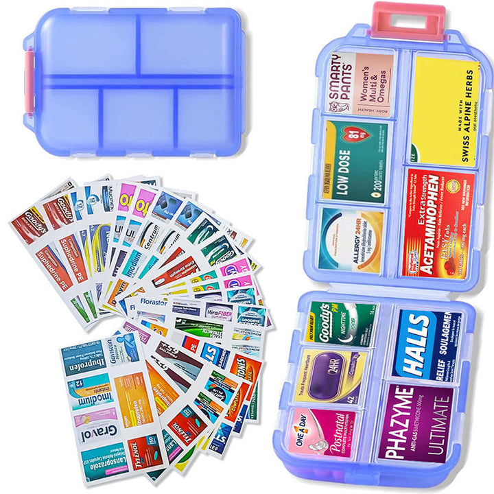 Kalsten | Travel Pill Organizer Box (161 Labels for Customization)