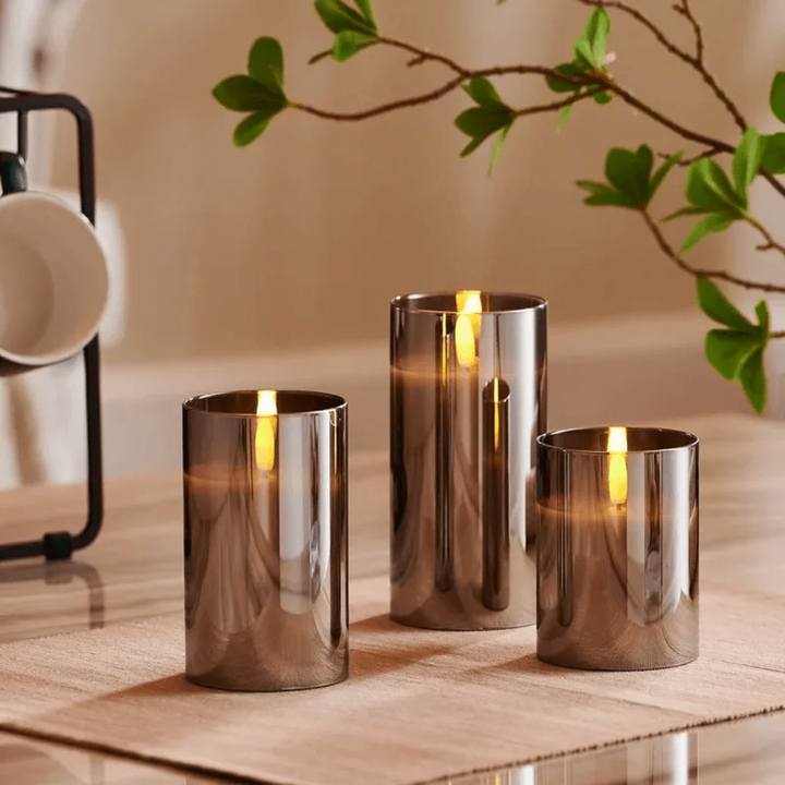 Flameless LED Candles in Glass – Set Noxord