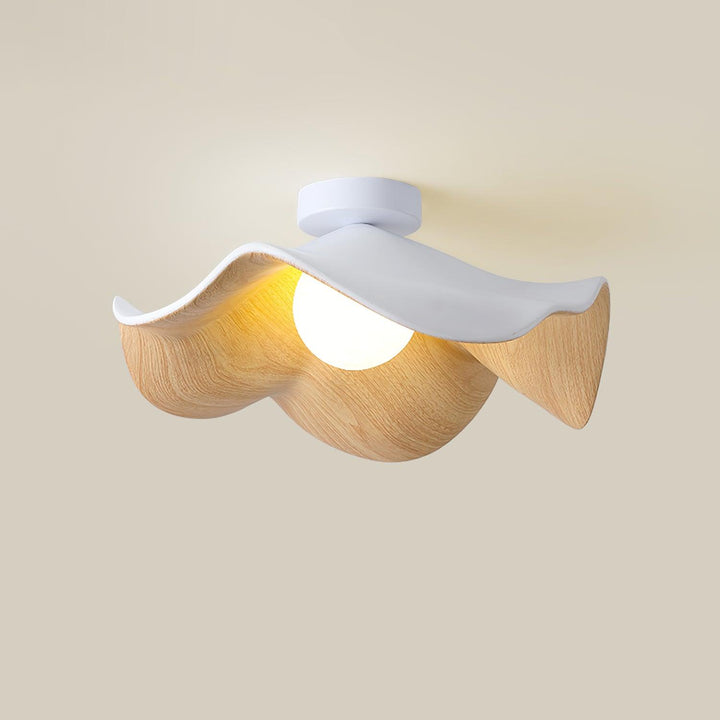 Ceiling Light Resin Wood Grain 11 in Flush Mount Bathroom Hallway Wall Fixture Modern Minimalist | Kalsten