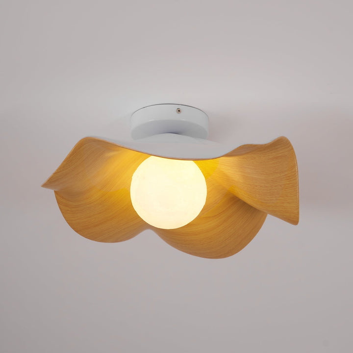 Ceiling Light Resin Wood Grain 11 in Flush Mount Bathroom Hallway Wall Fixture Modern Minimalist | Kalsten
