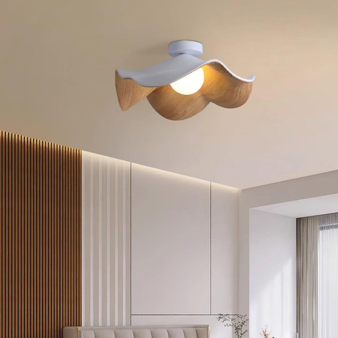 Ceiling Light Resin Wood Grain 11 in Flush Mount Bathroom Hallway Wall Fixture Modern Minimalist | Kalsten