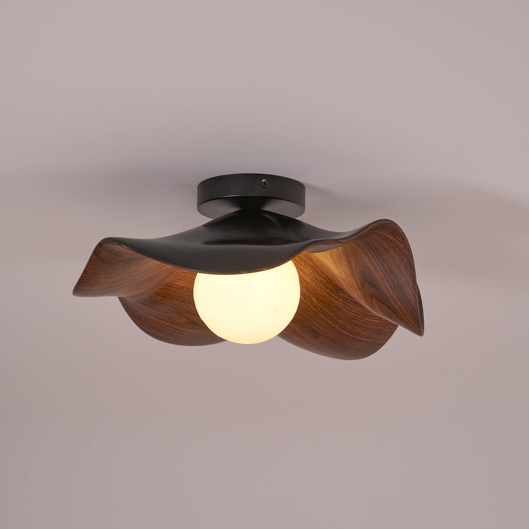 Ceiling Light Resin Wood Grain 11 in Flush Mount Bathroom Hallway Wall Fixture Modern Minimalist | Kalsten
