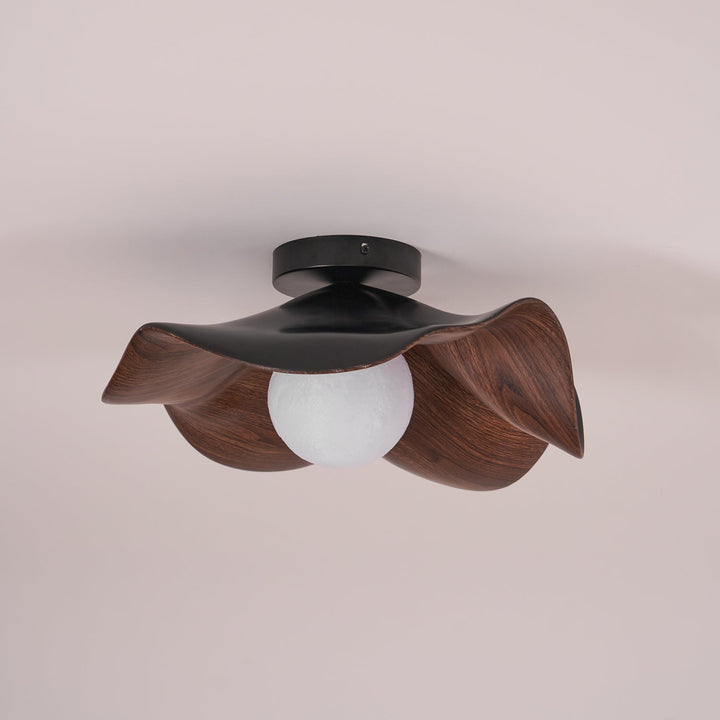 Ceiling Light Resin Wood Grain 11 in Flush Mount Bathroom Hallway Wall Fixture Modern Minimalist | Kalsten