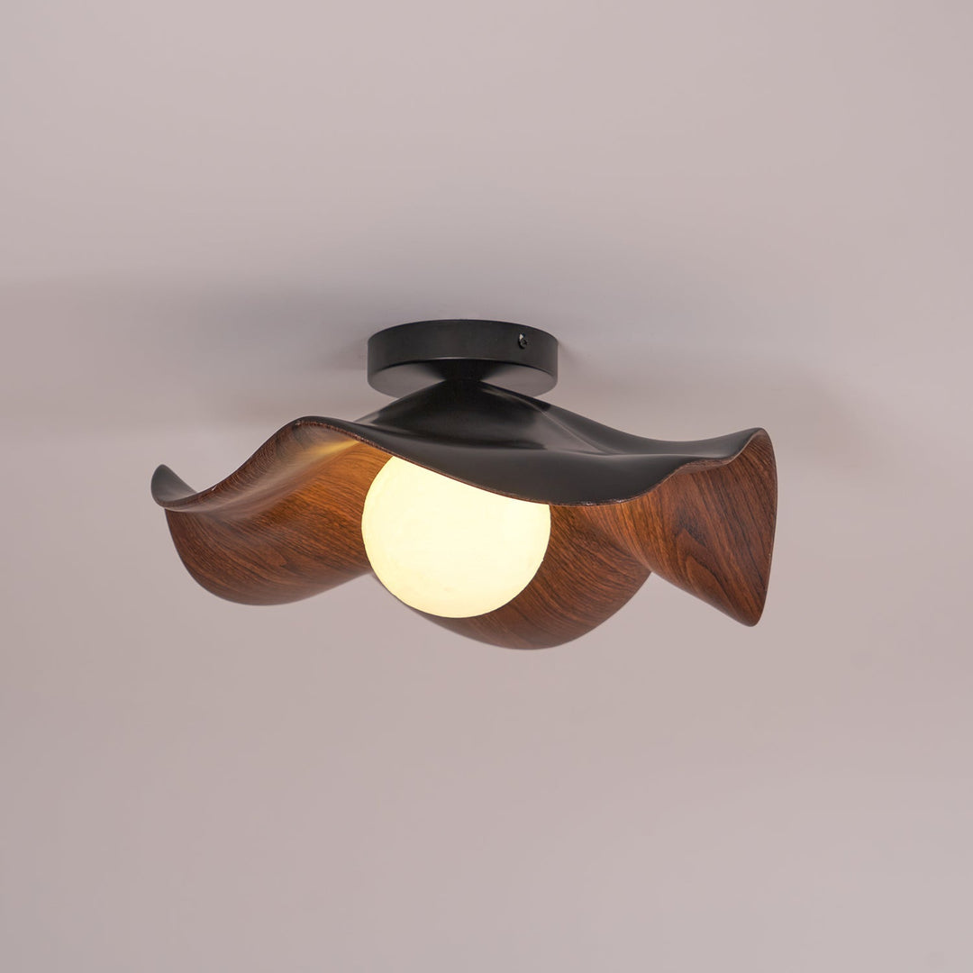 Ceiling Light Resin Wood Grain 11 in Flush Mount Bathroom Hallway Wall Fixture Modern Minimalist | Kalsten