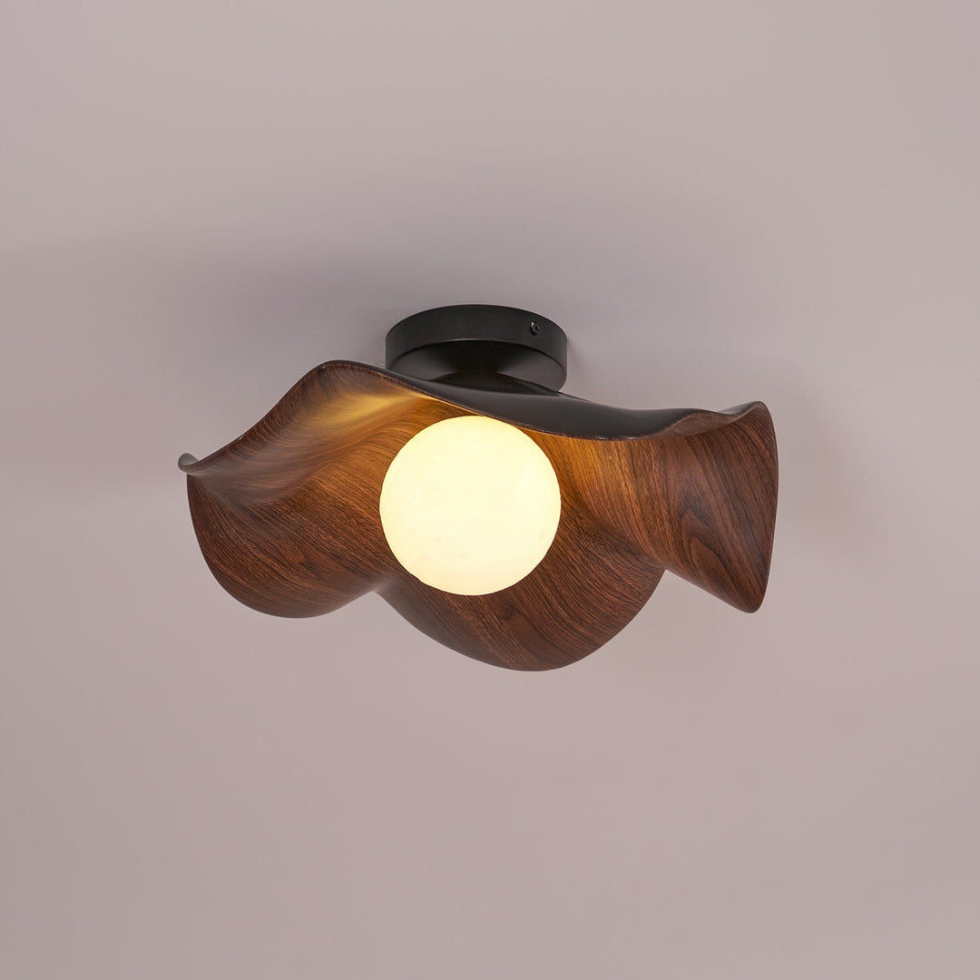 Ceiling Light Resin Wood Grain 11 in Flush Mount Bathroom Hallway Wall Fixture Modern Minimalist | Kalsten