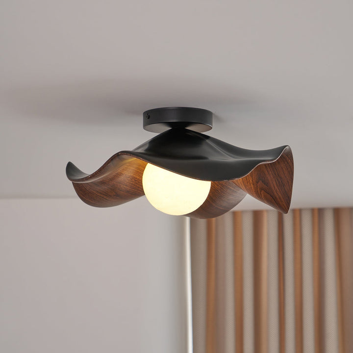Ceiling Light Resin Wood Grain 11 in Flush Mount Bathroom Hallway Wall Fixture Modern Minimalist | Kalsten