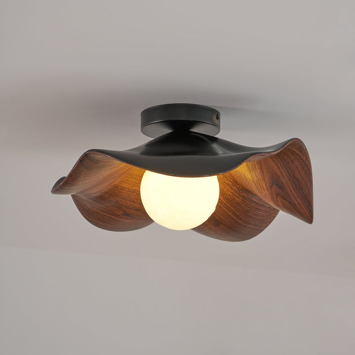 Ceiling Light Resin Wood Grain 11 in Flush Mount Bathroom Hallway Wall Fixture Modern Minimalist | Kalsten