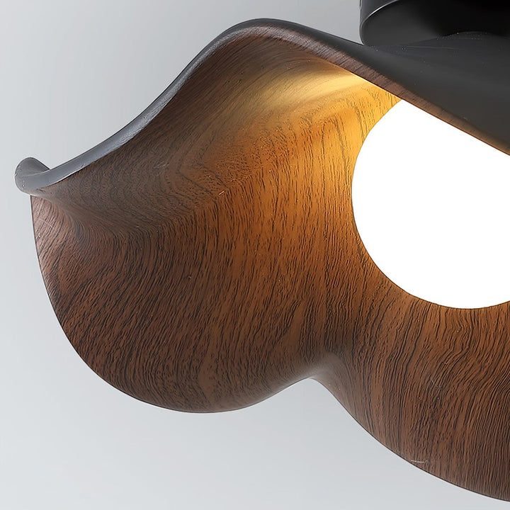 Ceiling Light Resin Wood Grain 11 in Flush Mount Bathroom Hallway Wall Fixture Modern Minimalist | Kalsten