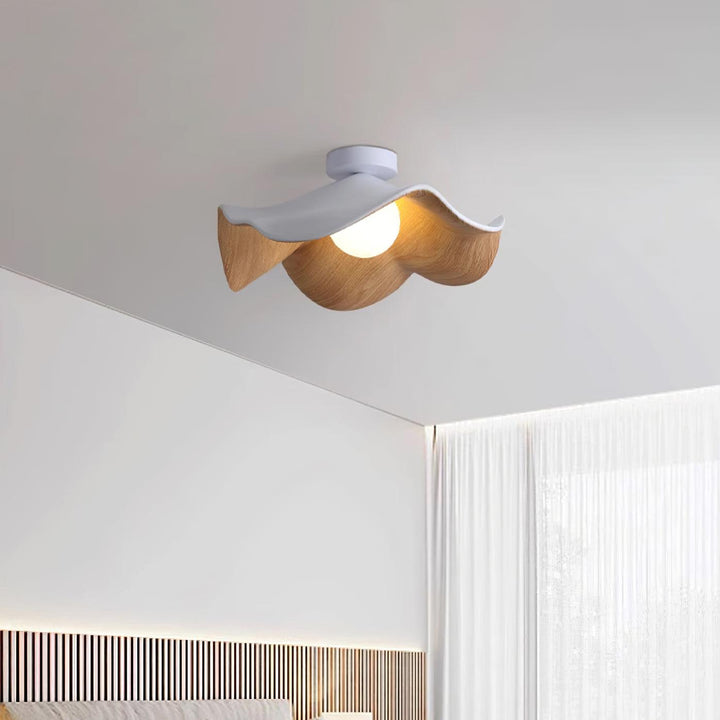 Ceiling Light Resin Wood Grain 11 in Flush Mount Bathroom Hallway Wall Fixture Modern Minimalist | Kalsten