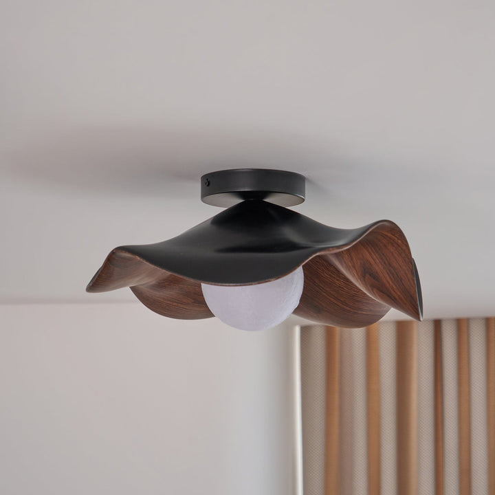 Ceiling Light Resin Wood Grain 11 in Flush Mount Bathroom Hallway Wall Fixture Modern Minimalist | Kalsten