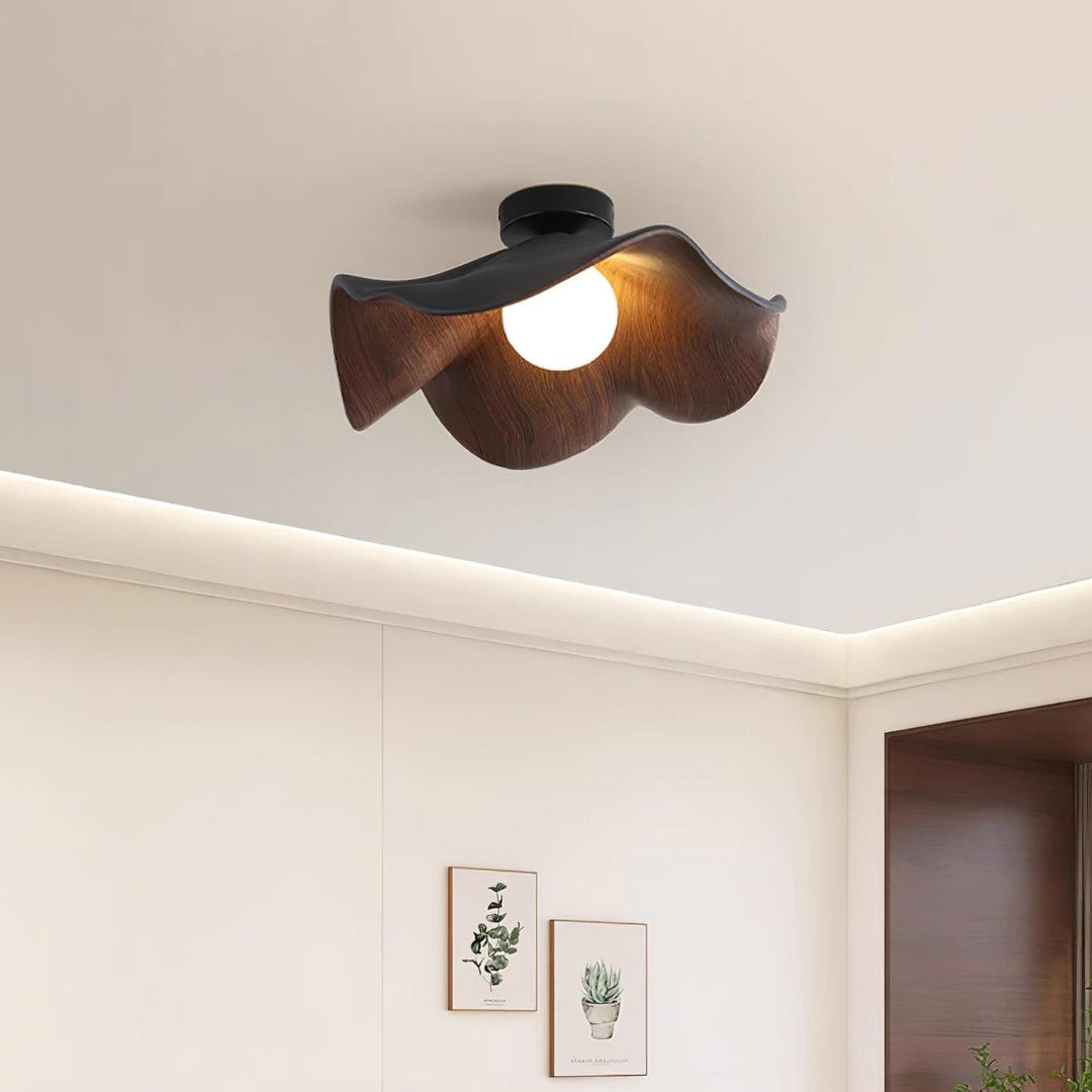 Ceiling Light Resin Wood Grain 11 in Flush Mount Bathroom Hallway Wall Fixture Modern Minimalist | Kalsten