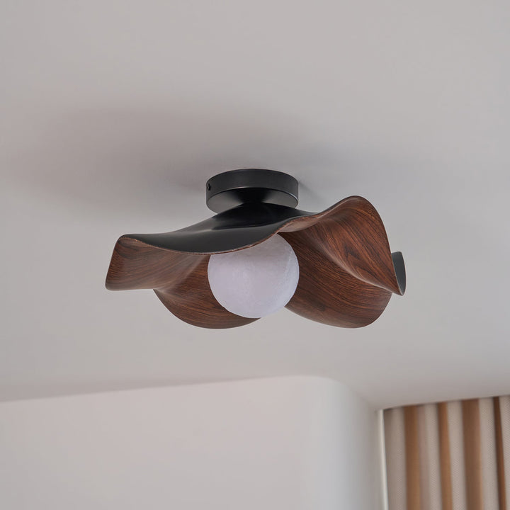 Ceiling Light Resin Wood Grain 11 in Flush Mount Bathroom Hallway Wall Fixture Modern Minimalist | Kalsten
