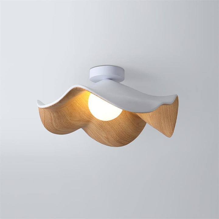 Ceiling Light Resin Wood Grain 11 in Flush Mount Bathroom Hallway Wall Fixture Modern Minimalist | Kalsten