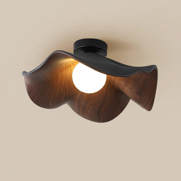 Ceiling Light Resin Wood Grain 11 in Flush Mount Bathroom Hallway Wall Fixture Modern Minimalist | Kalsten