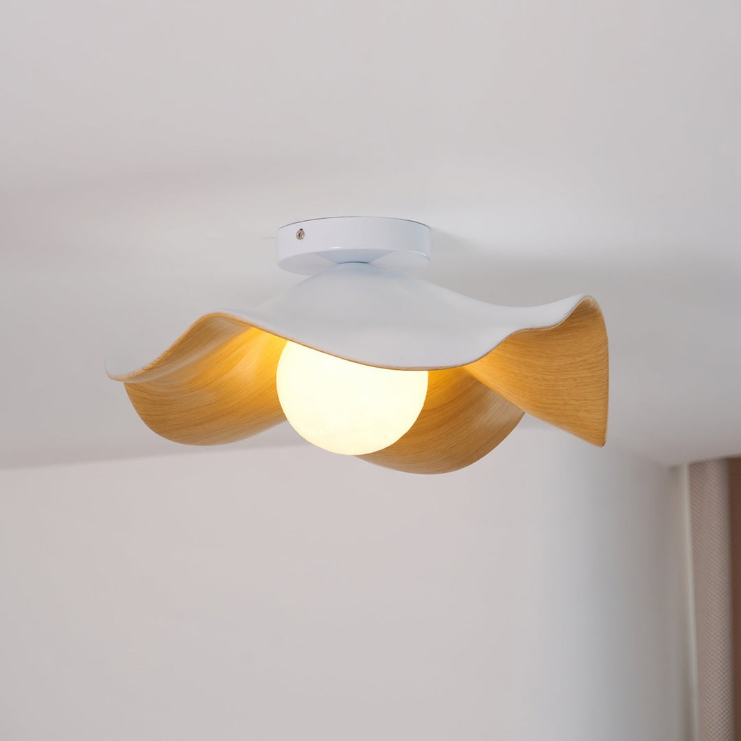 Ceiling Light Resin Wood Grain 11 in Flush Mount Bathroom Hallway Wall Fixture Modern Minimalist | Kalsten