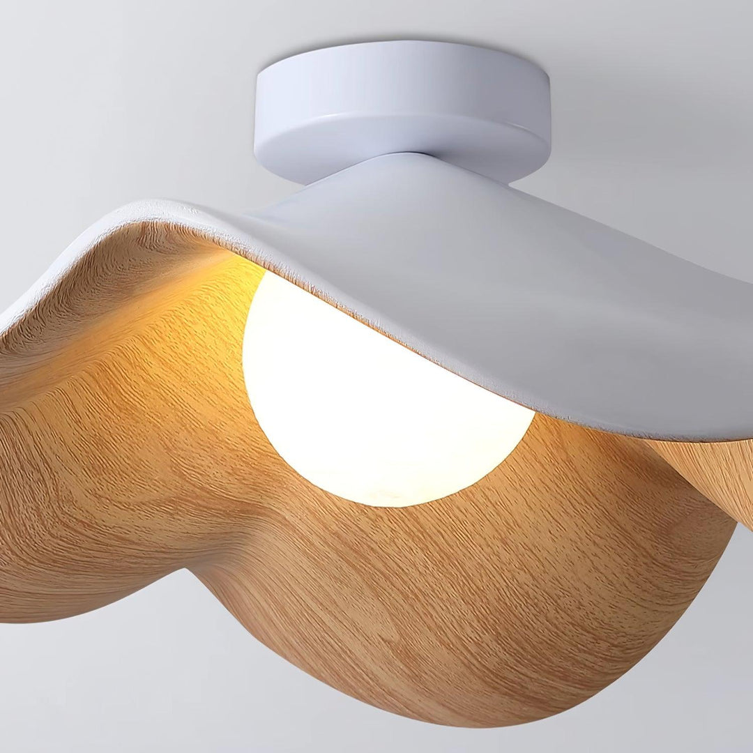 Ceiling Light Resin Wood Grain 11 in Flush Mount Bathroom Hallway Wall Fixture Modern Minimalist | Kalsten