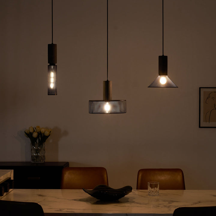 Pendant Light Cement Metal 9.8 in Adjustable Indoor Ceiling Lamp Black Grey Dining Kitchen Bedroom Accent | Kalsten