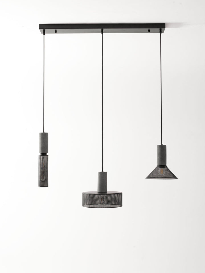 Pendant Light Cement Metal 9.8 in Adjustable Indoor Ceiling Lamp Black Grey Dining Kitchen Bedroom Accent | Kalsten