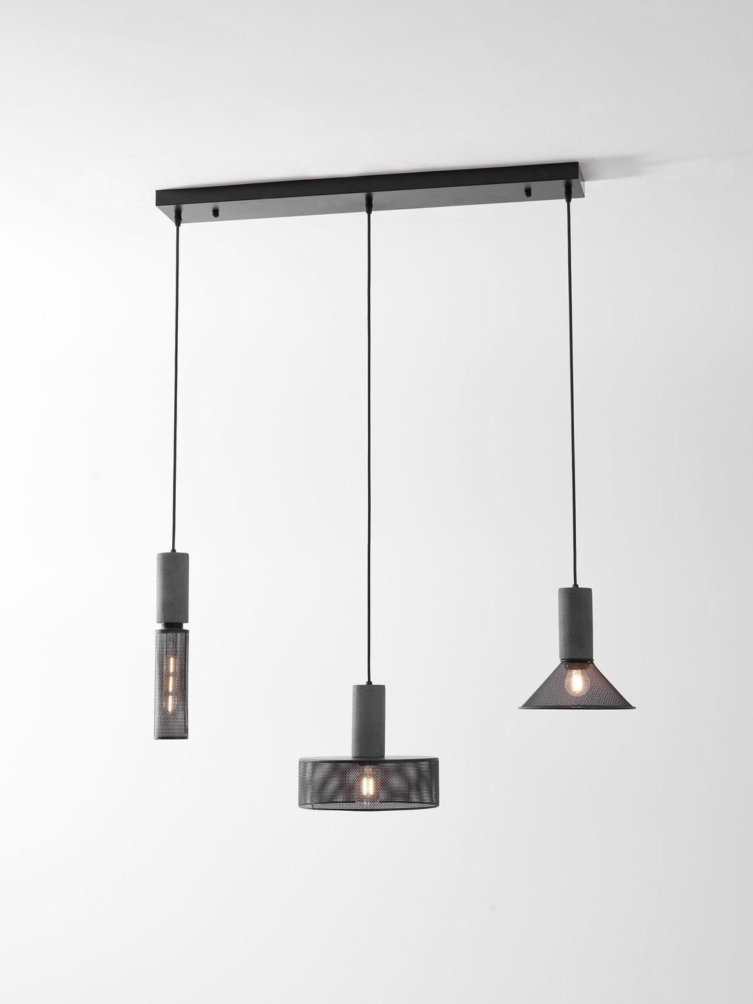 Pendant Light Cement Metal 9.8 in Adjustable Indoor Ceiling Lamp Black Grey Dining Kitchen Bedroom Accent | Kalsten