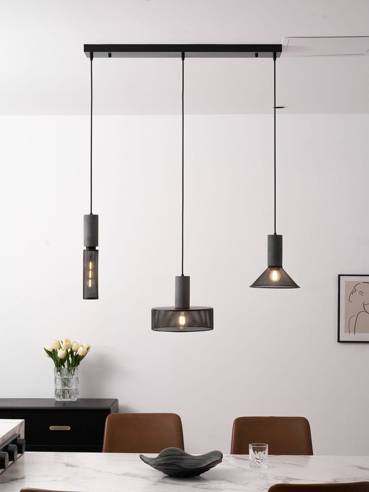 Pendant Light Cement Metal 9.8 in Adjustable Indoor Ceiling Lamp Black Grey Dining Kitchen Bedroom Accent | Kalsten