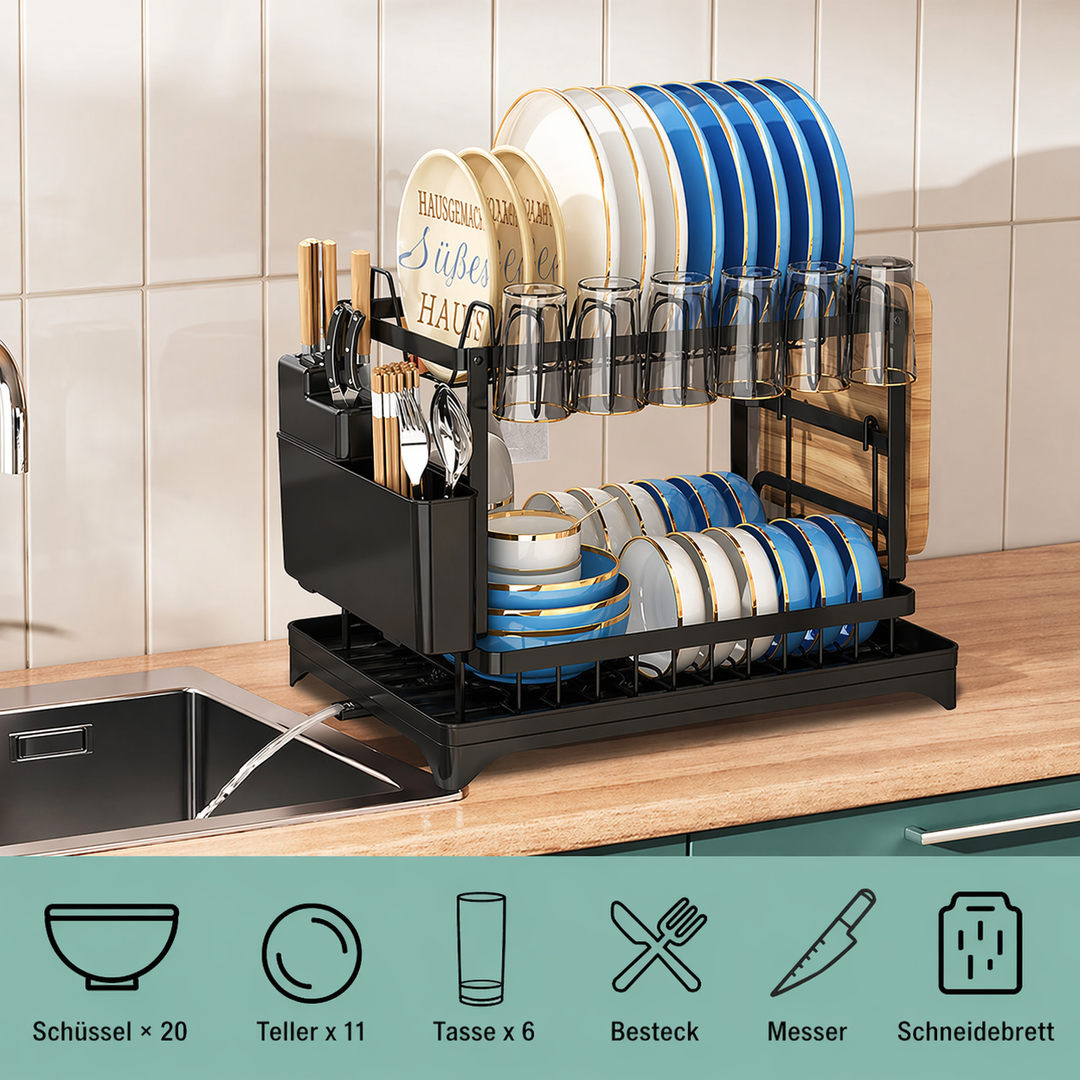 Premium 2-layer dish rack for the kitchen | Kalsten