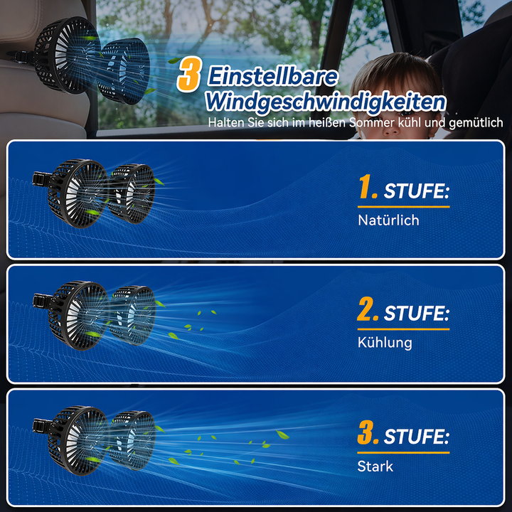 USB Fan for Car with 2 Heads | Kalsten
