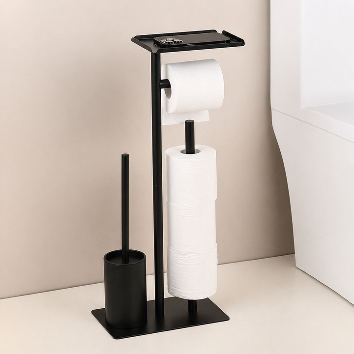 Toilet paper holder with brush & shelf | Kalsten