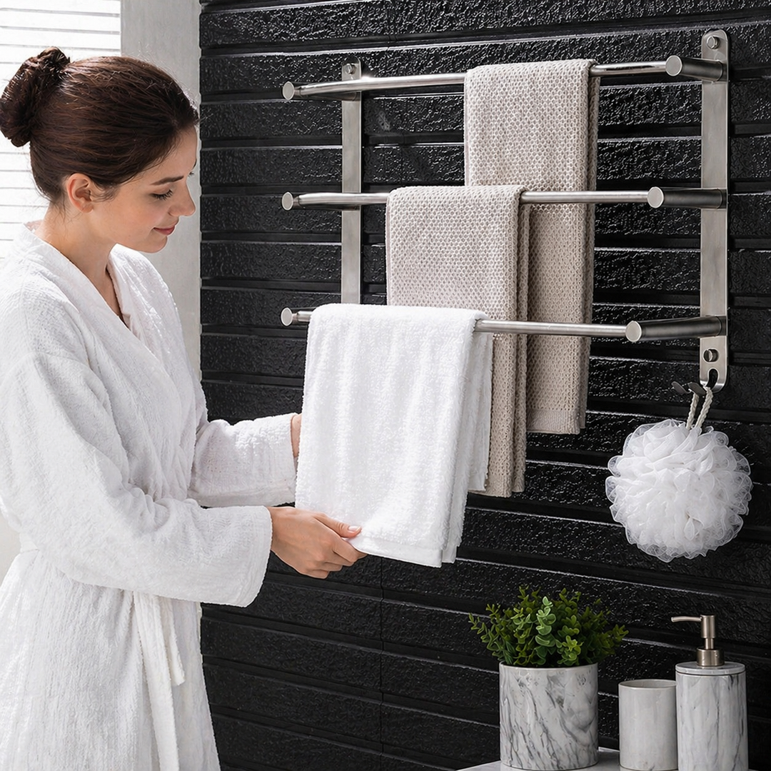 Towel holder stainless steel 3 rods wall mounting | Kalsten