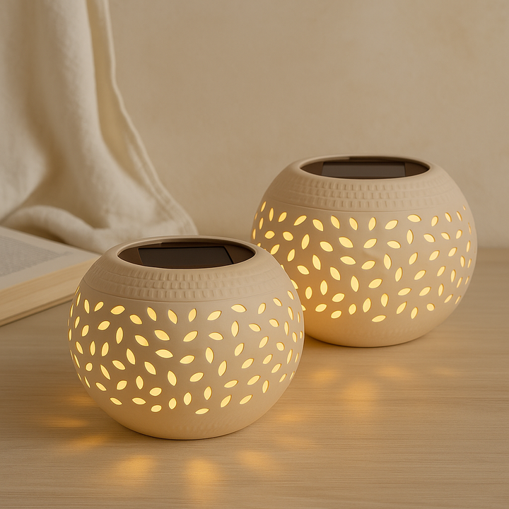 Solar-powered table lamp with punched pattern Kalsten
