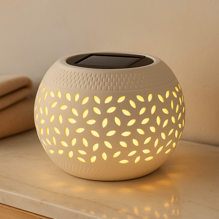 Solar-powered table lamp with punched pattern Kalsten