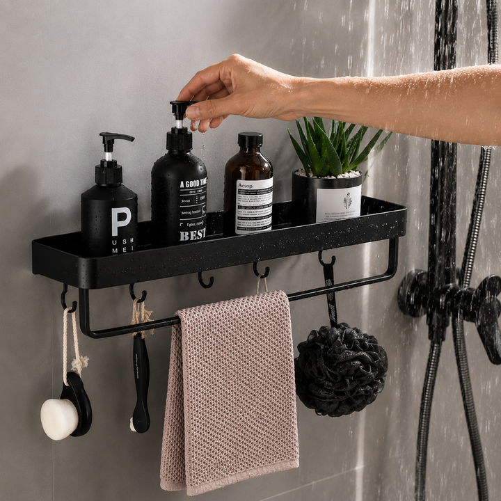 Kellan Wall-mounted Bathroom Shelf Black | Kalsten