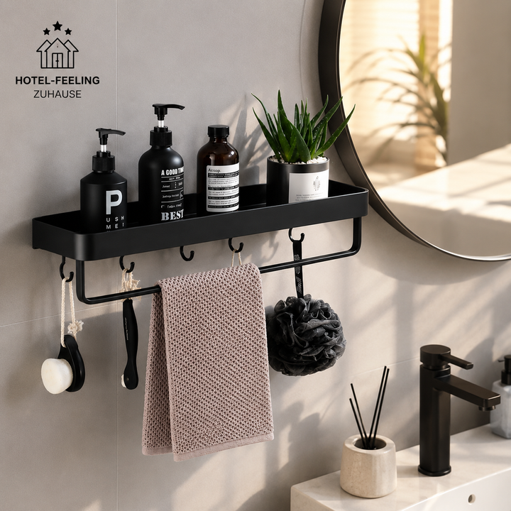 Kellan Wall-mounted Bathroom Shelf Black | Kalsten