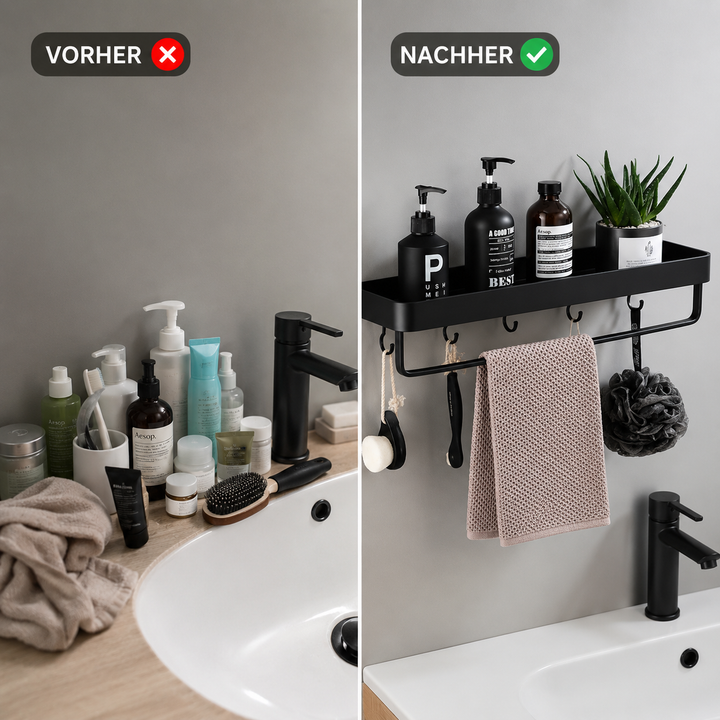Kellan Wall-mounted Bathroom Shelf Black | Kalsten