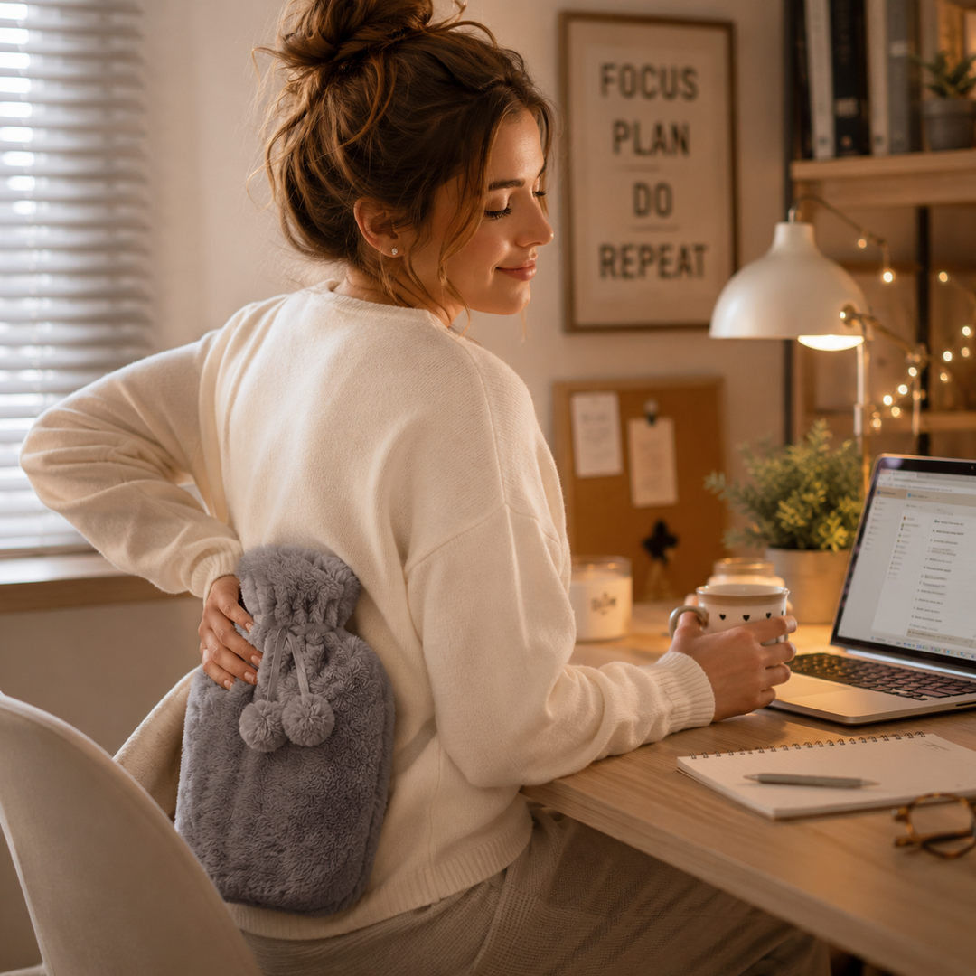 Hot water bottle with plush cover 2 liters | Kalsten