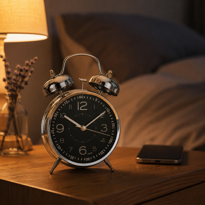 Retro Alarm Clock with Double Bell Silver Chrome | Kalsten