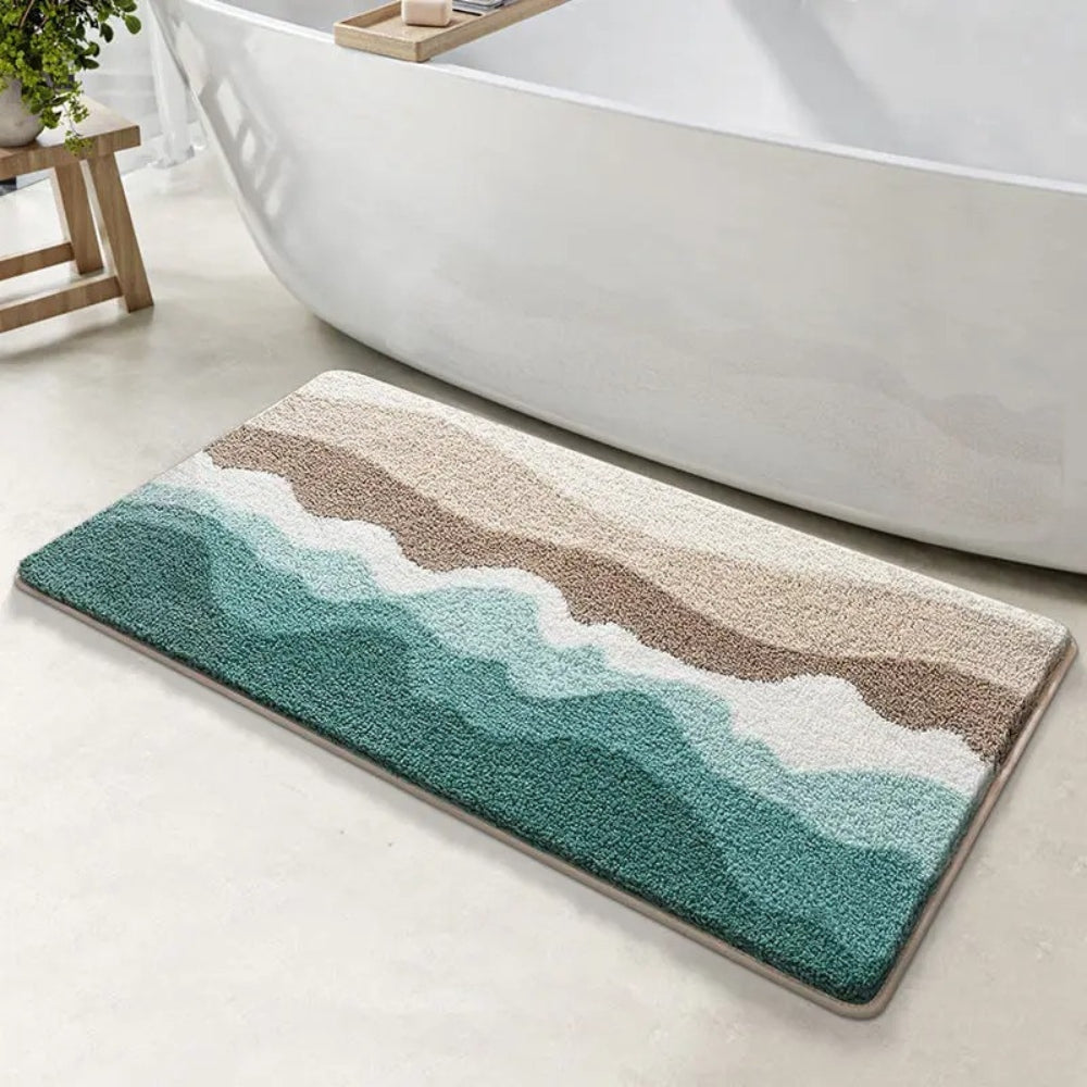 Noxord | Coastal Wave Pattern Non-Slip Bath Mat