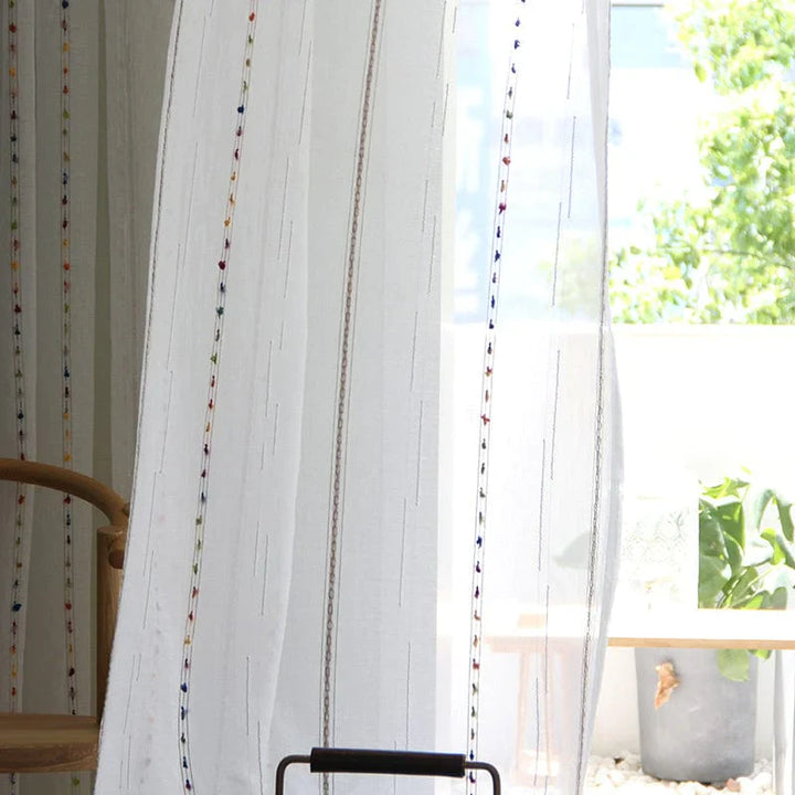 Colorful stereoscopic embroidered transparent curtain | Kalsten