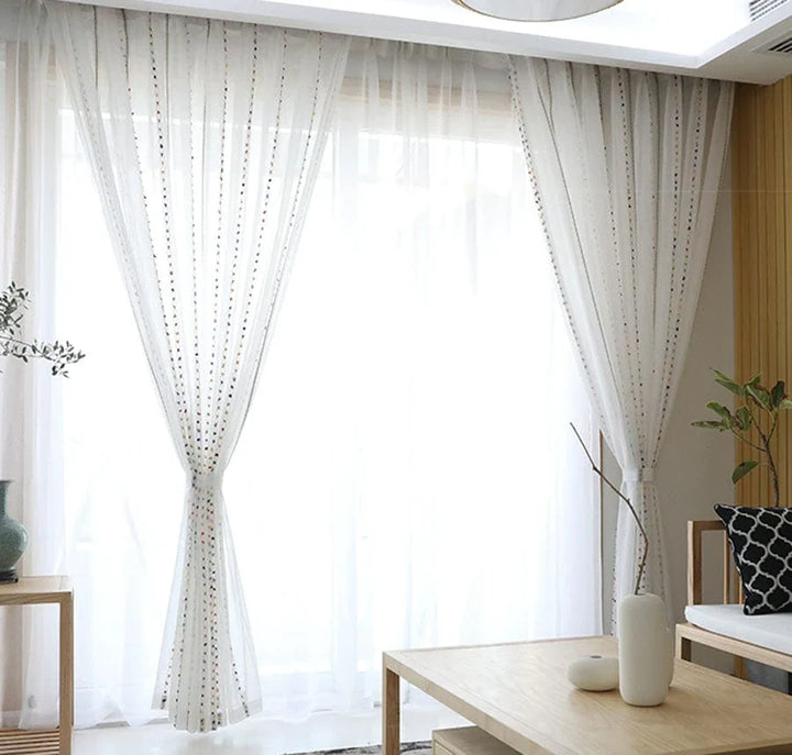 Colorful stereoscopic embroidered transparent curtain | Kalsten