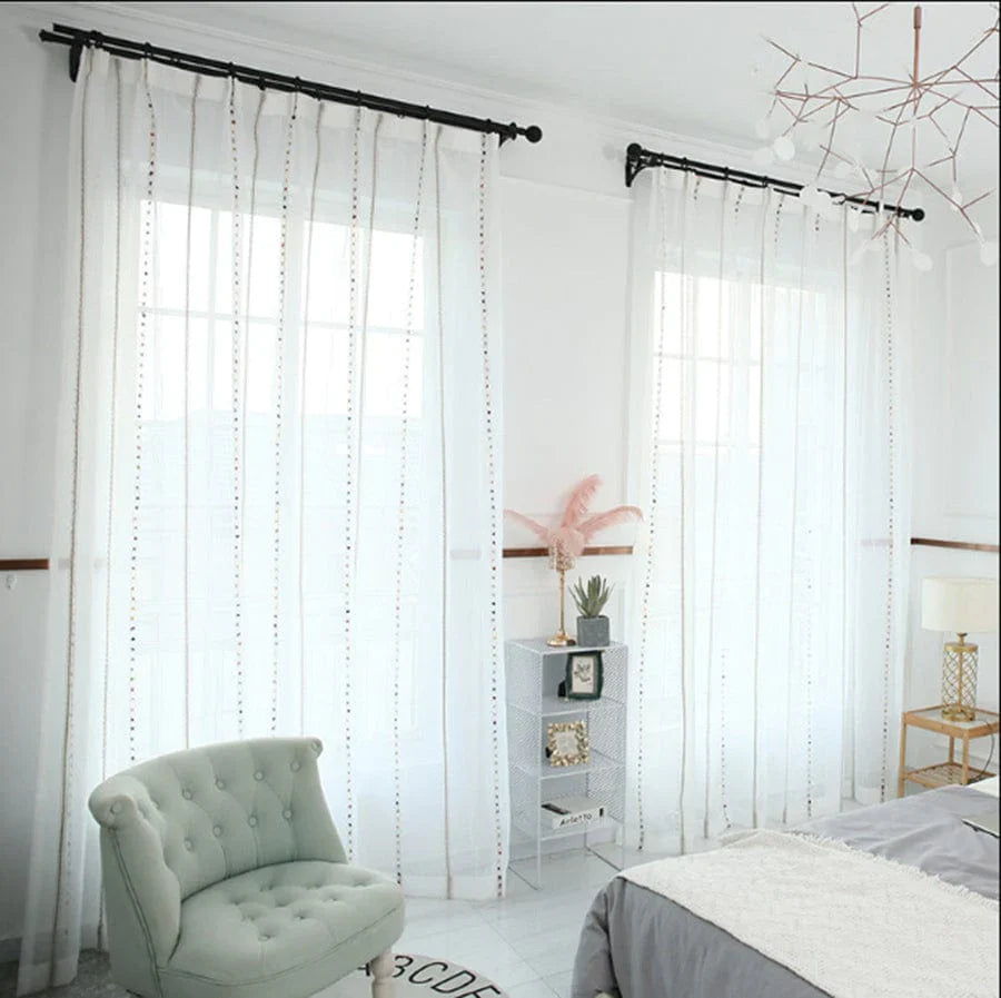 Colorful stereoscopic embroidered transparent curtain | Kalsten