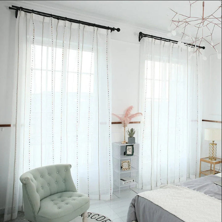 Colorful stereoscopic embroidered transparent curtain | Kalsten