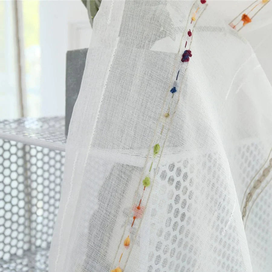 Colorful stereoscopic embroidered transparent curtain | Kalsten