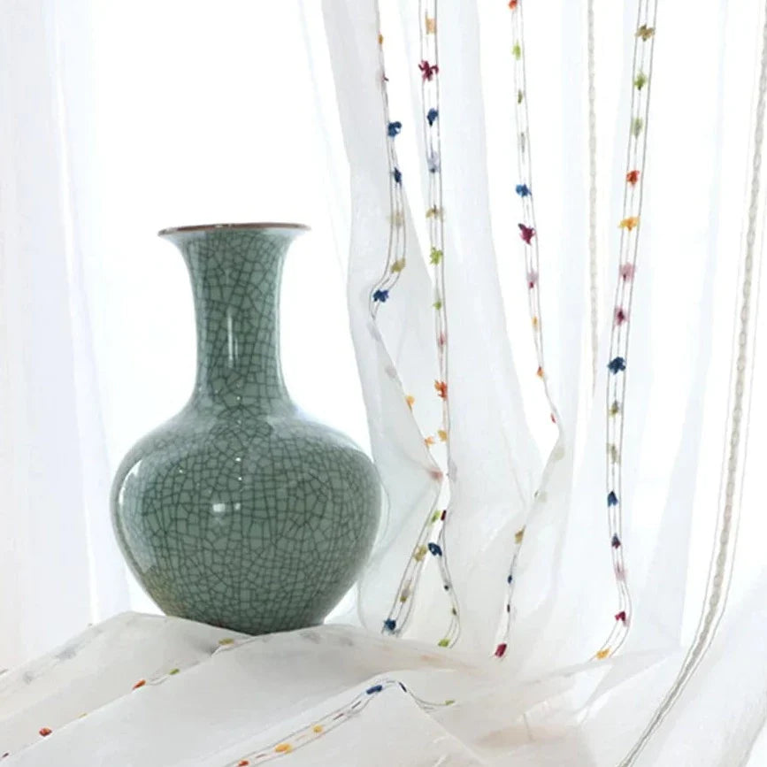 Colorful stereoscopic embroidered transparent curtain | Kalsten