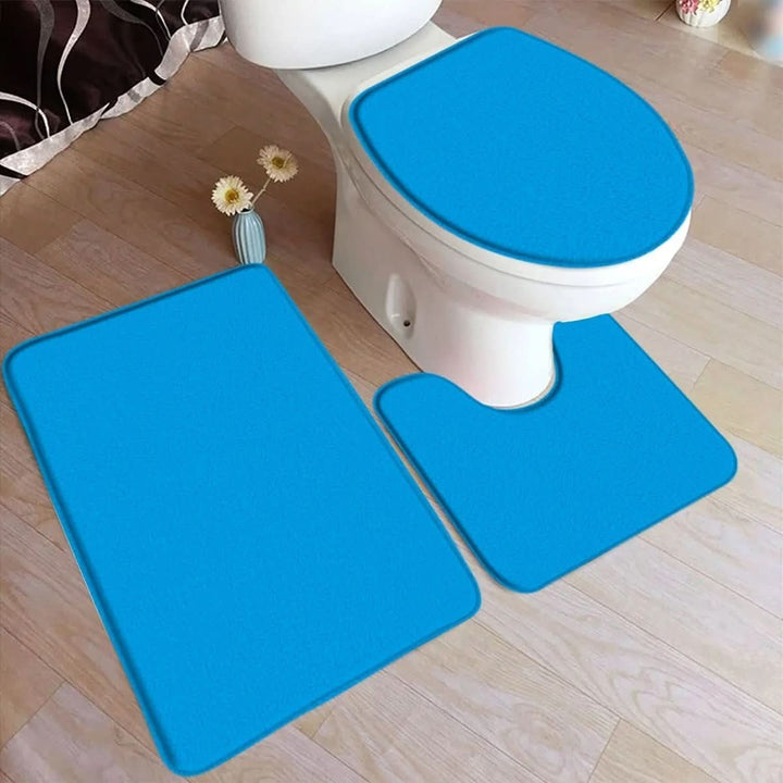 Kalsten | 3-piece bath rug set with non-slip flannel surface