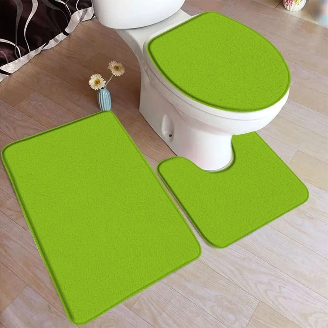 Kalsten | 3-piece bath rug set with non-slip flannel surface