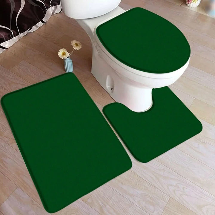 Kalsten | 3-piece bath rug set with non-slip flannel surface