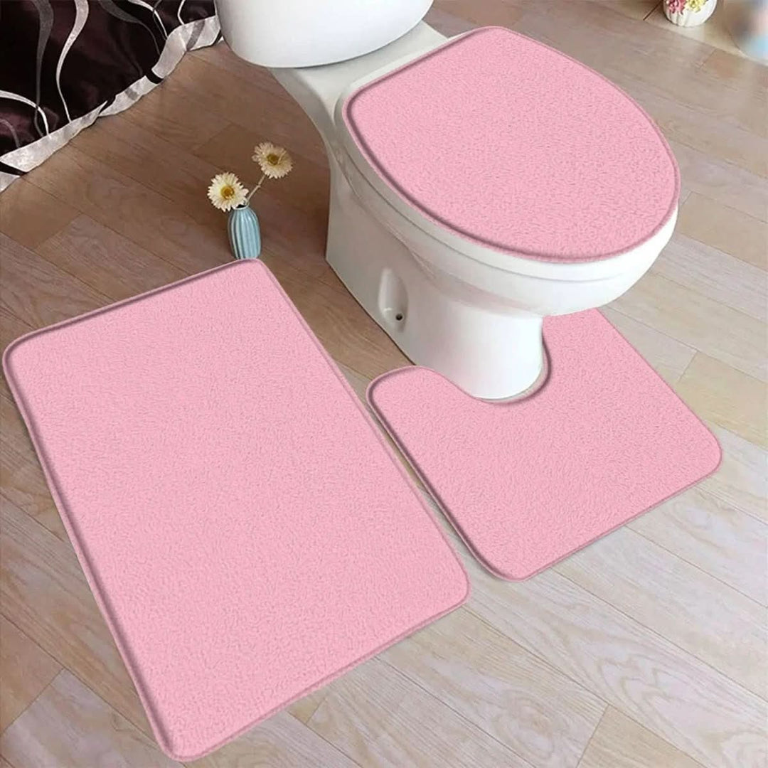 Kalsten | 3-piece bath rug set with non-slip flannel surface
