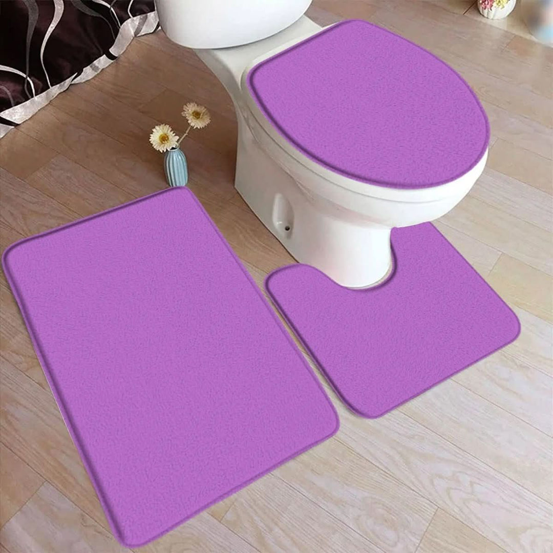 Kalsten | 3-piece bath rug set with non-slip flannel surface