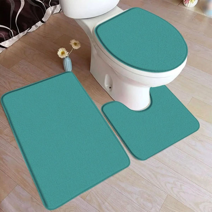 Kalsten | 3-piece bath rug set with non-slip flannel surface