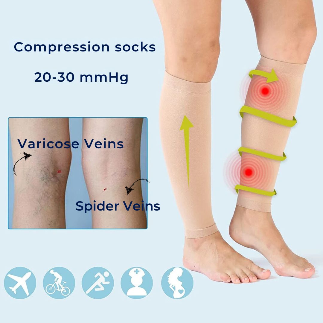 ComfortFlow Support Socks | Soft Highly Elastic Calf Compression - for Muscle Recovery and Circulation Enhancement Kalsten