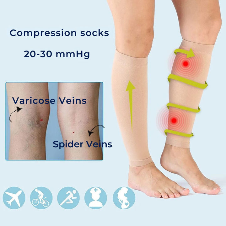 ComfortFlow Support Socks | Soft Highly Elastic Calf Compression - for Muscle Recovery and Circulation Enhancement Kalsten
